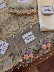 MARIA.B SEMI STITCHED Shirt: Semi Stitched Organza - Dupatta: Organza - Trouser: Net