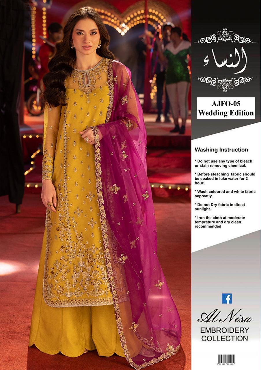 Brand Name : Asim Jofa☆

☆Design Code : AJFO-05☆

☆Fabric Details : Organza☆