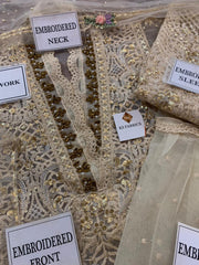 MARIA.B SEMI STITCHED Shirt: Semi Stitched Organza - Dupatta: Organza - Trouser: Net